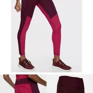 Athleta All in Structure legging in medium burgundy and pink/purple